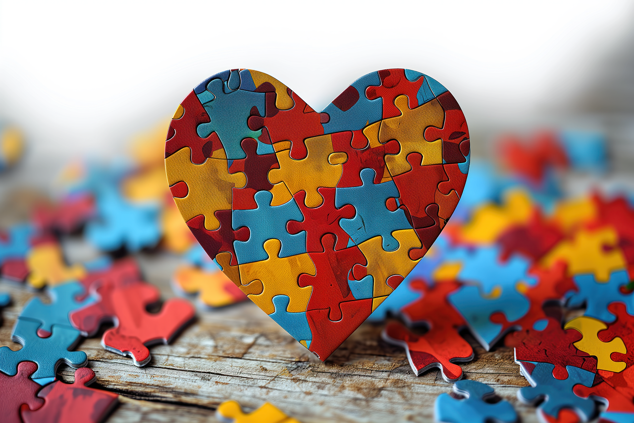 Coeur composé de pièces de puzzle, symbolisant le conseil en droits des handicapés.